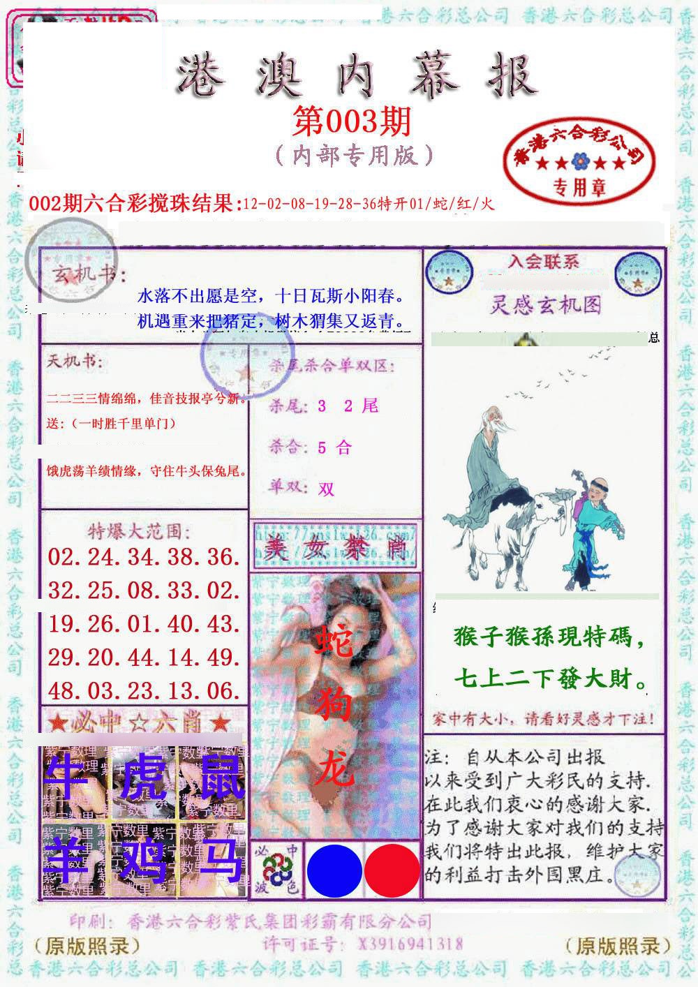 003期港澳内幕报[图]