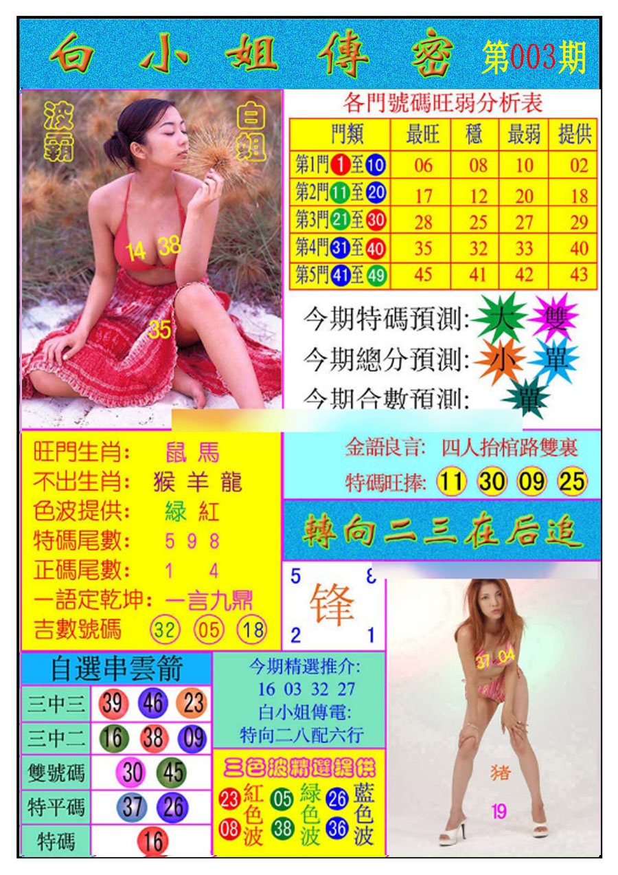 003期白小姐传密[图]