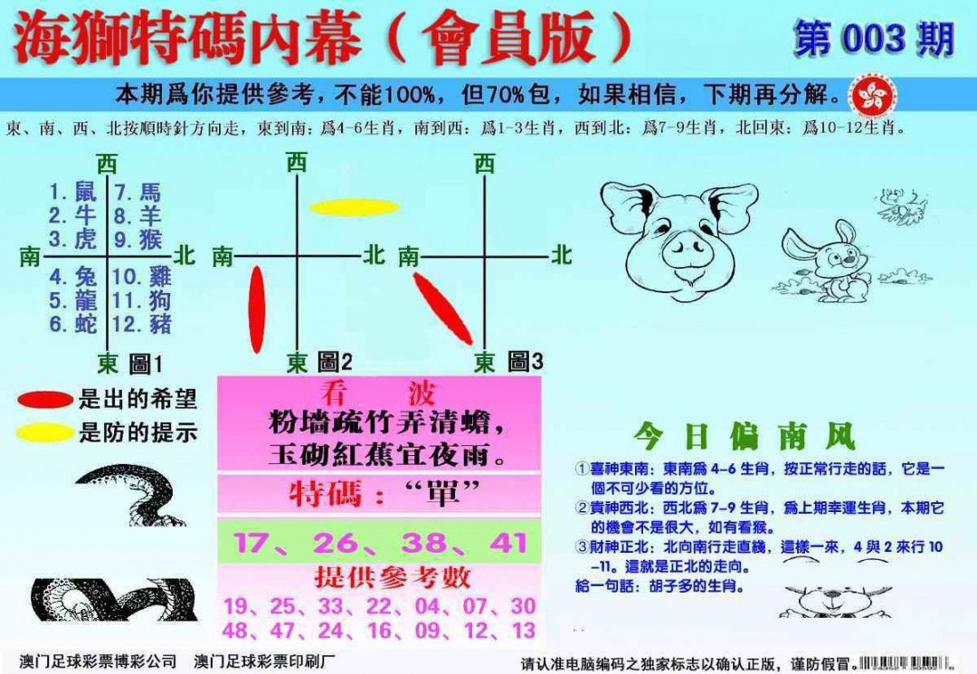 003期另版海狮特码内幕报[图]