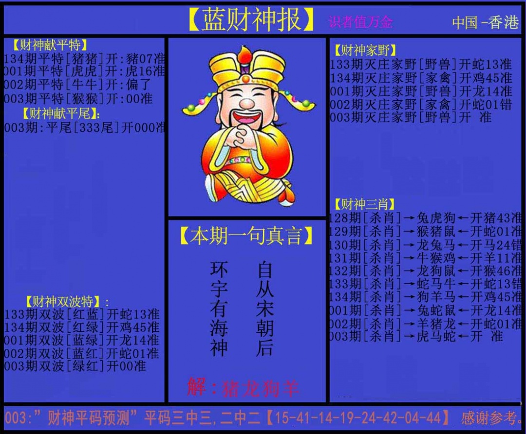 003期蓝财神[图]